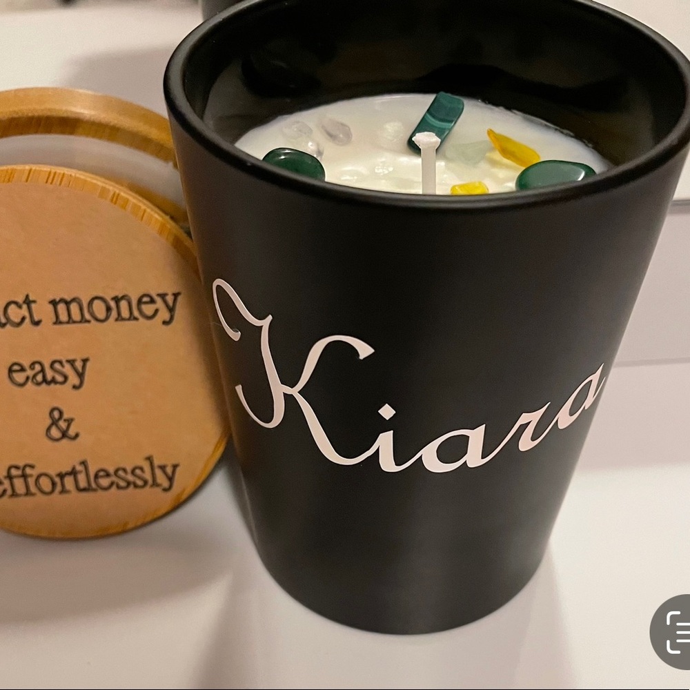 Personalized manifesting candle.